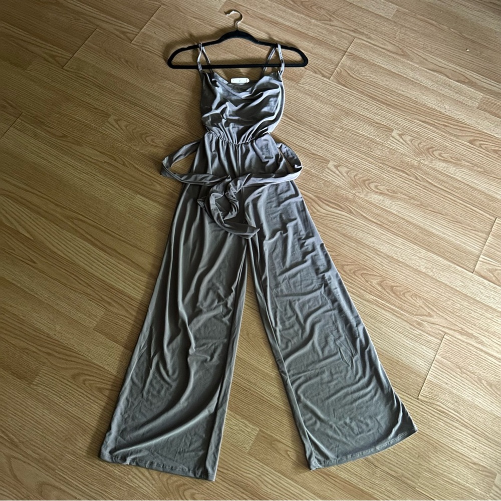 NWT Forever Rose Couture Gray Cowl Neck Jumpsuit Small
